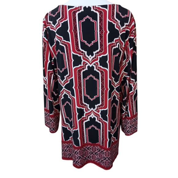 JM Collection Stretchy Long Tunic Top Blouse L Beaded Bling Career Office Travel - Picture 3 of 10